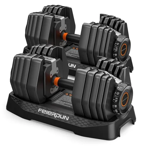FEIERDUN DB3 Adjustable Dumbbells – Cute Pink · 10 lb each: 5 Weights in 1 Set